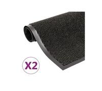 vidaXL Paillassons rectangulaires 2 pièces 80 x 120 cm Noir – Antidérapant, résistant à l'humidité