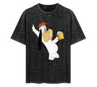 Droopy Dog Mens Black T-Shirt Graphic Tee Printed Unisex Shirt S