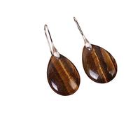 Drop Boucles D'Oreilles, Boucles D'Oreilles Pendantes En Pierre D'Oeil De Tigre Naturel Avec Pendentif En Forme De Larme Boucles D'Oreilles Pendantes Argentées En Cristal Reiki Balance Chakra Bijou