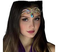 Drop Forehead Head Chain Headwear Jewelry Queen Accessories Belly Dance Headpiece for Women pour les occasions spéciales et les festivals(SILVER)