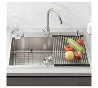 Drop-In Stainless Steel Kitchen Sink Single Bowl, Deep Workstation with Glass Rinser & Soap Dispenser, Nano-Coated Top Mount/Undermount RV Sink for Bar, Apartment, Camper(Silver,80x50)