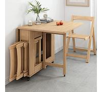 Drop Leaf Ensemble table de salle à manger avec 4 chaises pliantes - Design peu encombrant pour cuisine, salle à manger, salon ou restaurant - Solution de rangement facile