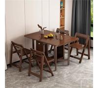 Drop Leaf Ensemble table de salle à manger en bois massif avec 4 chaises et roulettes Table de cuisine pliable peu encombrante pour appartement, salon, chambre à coucher, balcon