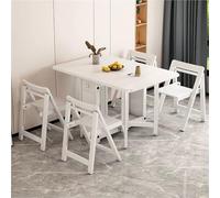 Drop Leaf Ensemble table de salle à manger pliable en bois massif avec 4 chaises, table de cuisine sur roulettes, design peu encombrant pour appartement, salon, chambre à coucher, balcon