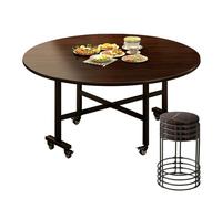 Drop-Leaf Table de salle à manger pliante avec tabourets, structure en métal robuste et roulettes, solution peu encombrante pour les petites surfaces