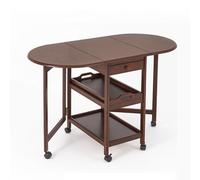 Drop Leaf Table de salle à manger pliante avec tiroir et roulettes pour économiser de l'espace dans le salon, la cuisine, la ferme