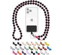 drop letsy Chaîne universelle en perles de bois pour téléphones portables, chaîne - compatible avec tous les smartphones: iPhone 15, 14, 13, 12, 11, X, Samsung Galaxy (sans étui, PinkSeaUrchin)