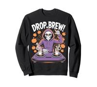 Drop The Brew! Squelette DJ Halloween Café Fun Sweatshirt