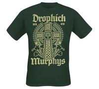 Dropkick Murphys Celtic Cross Homme T-Shirt Manches Courtes Vert 100% Coton Regular/Coupe Standard