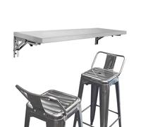 DropLeaf Table murale pliante en acier inoxydable pour économiser de l'espace pour les petits espaces, idéale pour les restaurants, les garages, les buanderies 150 x 40 cm