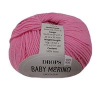 Drops Baby Merino Pelote de laine mérinos Superwash, poids sportif, 5 plis, 51 g, 180 m, quantité est par 1 article, 07 rose
