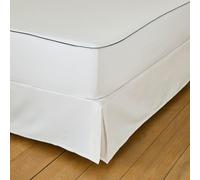 DROUAULT - Alèse & Protège-Matelas Molleton Absorbant Blanc 160x200 cm - Coton 200 GR/m² - Respirant - Forme Drap Housse Bonnet 35 cm - Finition Passepoil Bleu Marine - Lavable 40°C