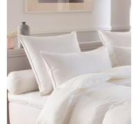 DROUAULT - Oreiller Cap Nord Moelleux 65 x 65 cm - Garnissage Naturel 80% Duvet de Canard et d'oie - Percale de Coton Ultra Douce - Confort Hôtellerie - pour Dormeurs sur Le Dos