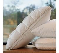 DROUAULT - Oreiller Magnolia Medium 45x65 cm - Double Chambre - 100% Fibre Polyester - Percale 100% Coton - Soutien et Douceur pour Un Sommeil sur-Mesure - Lavable à 40°C