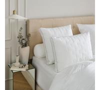 DROUAULT - Oreiller Normann 45x65 cm - Soutien Moelleux (Ventre et Dos) - Polyester - Sensation cocooning - Enveloppe 100% Percale de Coton - Finition Double Passepoil Beige - Lavable 40°C