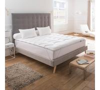DROUAULT - Surmatelas Surconfort Saphir Blanc 140x190 cm - Fibre Creuse Siliconée 700g/m² - Elastiques - Confort hôtellerie - Accueil Douillet - Enveloppe 100% Coton - Lavable 40°C
