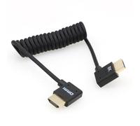 DRRI 8K Angle gauche HDMI vers angle droit HDMI 2.1 Câble spiralé tressé ultra haute vitesse pour caméra Z Cam vers moniteurs Atomos Ninja V / BM5
