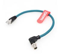 DRRI Câble blindé M12 à angle droit 8 pôles vers RJ45 10 Gbps Gigabit Ethernet Cat 7e pour caméras Cognex (3 m)