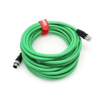 DRRI Câble Ethernet blindé M12 4 broches D-Code mâle vers RJ45 étanche pour applications Ethernet industrielles (20 m)