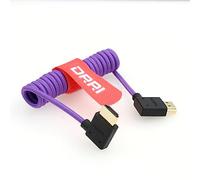 DRRI Câble Spiralé Tressé Ultra Haut Débit HDMI 2.1 8K/60 Hz 4K/120 Hz 48 Gbit/s Pour Sony A7III A7S3, Atomos Ninja V (Gauche/Droit, Violet Tressé Enroulé)