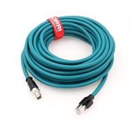DRRI M12 Câble blindé 8 pôles vers RJ45 10 Gbit/s Gigabit Ethernet Cat 7e pour caméras Cognex (30 m)