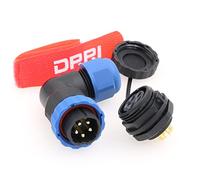 DRRI SD20 Connecteur mâle femelle à angle droit IP67 5 broches étanche pour système d'énergie solaire 20 mm