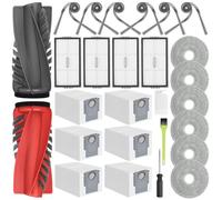 DrRobor 27 Accessoires pour Roborock Saros 10R/Qrevo CurvX/Curv 2 Pro Robot Aspirateur, Kit d' rechange avec 2 Brosses Principales, 6 Brosses Latérales, 6 Serpillères, 6 Sac À Poussière, 4 Filtre Hepa