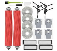 DrRobor Kit d'accessoires pour Roborock Q Revo, Pièces de Rechange pour Roborock P10, 2 Brosse Principale, 4 Chiffons de Vadrouille, 4 Sacs à Poussière, 4 Filtres, 4 Brosses Latérales