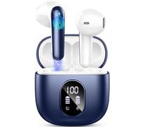 Drsaec Ecouteurs Bluetooth Sans Fil, 2024 Écouteurs Bluetooth 5.3-Durée de Lecture: 50H-avec HiFi Stéréo Basses et Appels Clairs, 4 ENC Réduction de Bruit Mic/IP7 Étanche, Casque pour iOS Android-Bleu