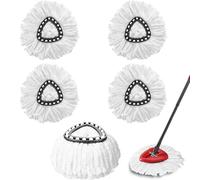DRSUMLF - Lot de 5 têtes de balai de rechange en microfibre - Blanc - Nettoyage facile - Sol