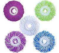 DRSUMLF Lot de 5 têtes de rechange en microfibre pour système de serpillière universel balai magique rotatif à 360 ° 5 couleurs