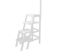 Drsyffsup Escabeau 4 marches pour Adultes, Tabouret d'assistance en Bois Massif pour Armoire de Cuisine, avec poignées et Patins antidérapants - Blanc