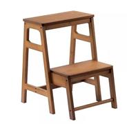 Drsyffsup Escabeau en Bambou à 2 Niveaux, Robuste et Pliable, idéal pour la Salle de Bain, la Chambre et la Cuisine.(Tea-Coloured)