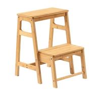 Drsyffsup Escabeau en Bambou à 2 Niveaux, Robuste et Pliable, idéal pour la Salle de Bain, la Chambre et la Cuisine.(Natural)