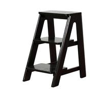 Drsyffsup Escabeau en Bois, escabeau 3 marches/Chaise de comptoir/Tabouret d'armoire de Cuisine avec Large pédale antidérapante, échelle Robuste en Bois Massif, escabeau pour Adultes(Noir)