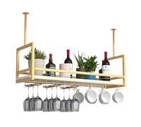 Drsyffsup Étagère à vin Suspendue au Plafond avec Support pour Verres à Pied, Noir/Blanc/doré, Support de Rangement pour Cuisine, Salle à Manger, Bar(Gold,100x30x60cm)