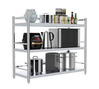 Drsyffsup Étagère de Cuisine Robuste à 3 Niveaux pour casseroles et poêles, en Acier Inoxydable 304, réglable, idéale pour cantines, Salons, Bureaux, hôtels et garages(100x45x100cm)