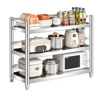 Drsyffsup Étagères de Rangement à 3 Niveaux en Acier Inoxydable 304, Étagère métallique Robuste Organisateur de Cuisine réglable pour buanderie, Garage, Usage intérieur et extérieur(90x50x100cm)