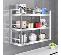 Drsyffsup Étagères murales flottantes - Organisateur de Rangement Robuste pour Chambre, Cuisine ou Salle de Bain - Étagère Murale Suspendue à 2 ou 3 Niveaux avec Crochets en S(3-Layer 90X30X85CM)