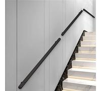 Drsyffsup Main Courante d'escalier, Rampe d'escalier en Tuyau Noir, rampes murales, Barre de Support de Couloir pour Rampe d'appui extérieure - Kit Complet (Size : 210cm)