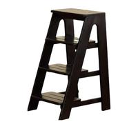 Drsyffsup Marchepieds en Bois Massif, 2, 3 ou 4 marches, avec Large pédale antidérapante, pour lit Haut, Salle de Bain, Toilettes, Cuisine, Camping-Car, Placard, Armoire(Noir,4-Step Stool)