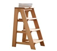 Drsyffsup Marchepieds en Bois Massif, 2, 3 ou 4 marches, avec Large pédale antidérapante, pour lit Haut, Salle de Bain, Toilettes, Cuisine, Camping-Car, Placard, Armoire(Natural,4-Step Stool)