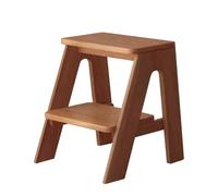 Drsyffsup Marchepieds en Bois Massif, 2, 3 ou 4 marches, avec Large pédale antidérapante, pour lit Haut, Salle de Bain, Toilettes, Cuisine, Camping-Car, Placard, Armoire(Walnut,2-Step Stool)
