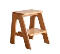 Drsyffsup Marchepieds en Bois Massif, 2, 3 ou 4 marches, avec Large pédale antidérapante, pour lit Haut, Salle de Bain, Toilettes, Cuisine, Camping-Car, Placard, Armoire(Natural,2-Step Stool)