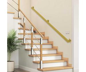 Drsyffsup Rampe d'escalier carrée en Fer forgé doré pour escalier intérieur, Main Courante pour escaliers, Rampe Murale, kit de Support 1 m, 150 cm, 2 m, 250 cm, 300 cm, 4 m, 5 m, 6 m(0.8m)
