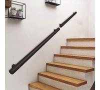 Drsyffsup Rampe d'Escalier en Métal Noir en Acier Inoxydable Tube Rond Main Courante - Support 100kg - Kit Complet Rambarde Murale pour Intérieur et Extérieur - 1m 1.5m 2m 3m 4m 5m 6m (Size : 150cm)