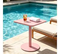 Drsyffsup Small Side Table - Pink, Small Drink Accent Table for Living Room, Bedroom, Yard, Sofa & Office, Easy Assembly Square Dining Pub Tables(48x48x72cm)