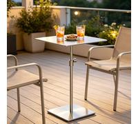 Drsyffsup Table de Bar de Bistro d'extérieur - Style Moderne, Tables de Petit-déjeuner en Acier Inoxydable, Petite Table de Bureau carrée, Hauteur réglable de 50 à 70 cm, Assemblage Facile(Top 50cm)
