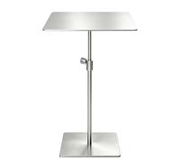 Drsyffsup Table de bistrot Industrielle rétro, Table Basse pour Boissons d'extérieur avec Base Robuste, Tables d'appoint de canapé à Hauteur réglable, en Acier Inoxydable(Silver,Square_Top 50CM)
