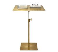 Drsyffsup Table de bistrot Industrielle rétro, Table Basse pour Boissons d'extérieur avec Base Robuste, Tables d'appoint de canapé à Hauteur réglable, en Acier Inoxydable(Gold,Square_Top 35CM)